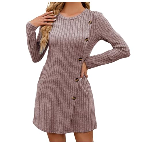 Damen Kleider Große Größen Pullikleid, Warm Langarm Winterkleid, Übergroß Herbst Herbstkleid, Elegant Tunika Strickkleid, Lang Dress Oversize Kleid Longpullover Winter Rollkragenkleid von Generic