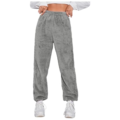 Damen Kuschelhose Flauschig Warm Fleecehose Gefütterte Verdickte Thermohose Sweatpants Elastische Taille Fleece Plüsch Dicke Schlafanzughose von Generic