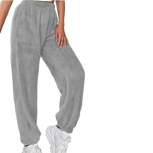 Damen Kuschelhose Flauschig Warm Fleecehose Gefütterte Verdickte Thermohose Sweatpants Elastische Taille Fleece Plüsch Dicke Schlafanzughose von Generic