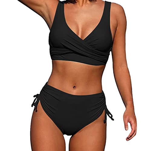 Damen Zweiteiliger Badeanzug V Ausschnitt überkreuztes Blumenmuster Bikini Bademode Bauchkontrolle Bikini Sets Bikini-Sets für Damen Push Up von Generic