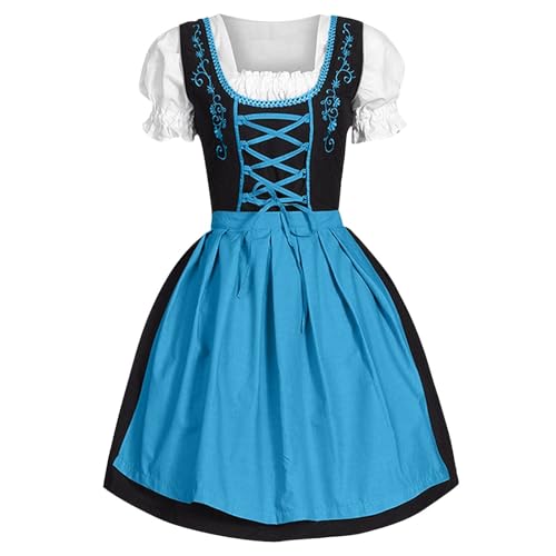 Dirndl für Damen Midi, Trachtenkleid Damen Schwarz Dirndlkleid Inkl. Dirndlschürzen 2 Teilig Elegant Trachtenrock Modern Tracht Kleider Raffinierte Bayerisches Kostüm für Oktoberfest Outfit von Generic