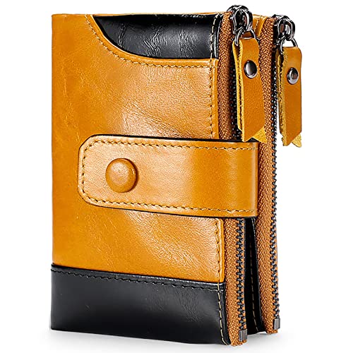 Echtleder Geldbeutel für Männer Flaches Design mit RFID Ausleseschutz-Funktion Portemonnaie mit Münzfach und Scheinfach,Orange von Generic