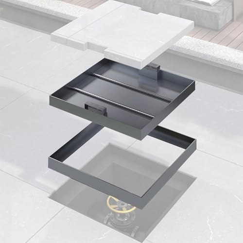 Edelstahl -Manlochbedeckungen mit einziehbaren Griffen für Pflasterung - 30 x 30 cm 50 x 50 cm 80 x 80 cm 100x100 cm, Septik -Tankdeckelersatz - Quadratkanalloch -Schichtabdeckung und Rahmen von Generic