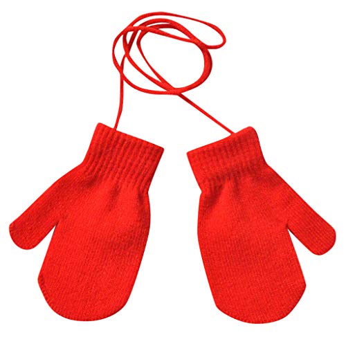 Einfarbig Unisex Winter Handschuhe Kinder Seil Verdickte Warme Strickhandschuhe Fingerhandschuhe Thermohandschuhe Winterhandschuhe 1 Bis 4Jahre Laufhandschuhe Sporthandschuhe (Red, One Size) von Generic