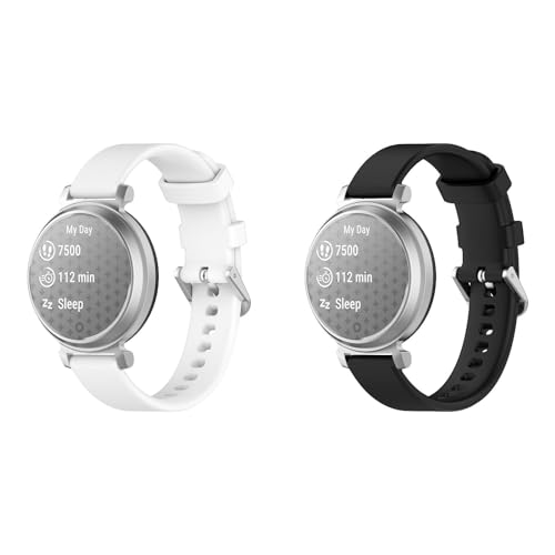 Ersatz Uhrenarmbänder Kompatibel mit Garmin Lily 2 Silikonband, 14mm Watch Band, 2 Stück Schweiß Wasserdicht Weiche Silikon Sport Smartwatch Armbänder (14MM,2 Stück A) von Generic