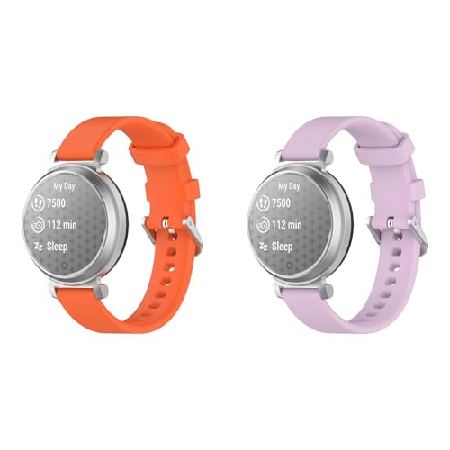 Ersatz Uhrenarmbänder Kompatibel mit Garmin Lily 2 Silikonband, 14mm Watch Band, 2 Stück Schweiß Wasserdicht Weiche Silikon Sport Smartwatch Armbänder (14MM,2 Stück B) von Generic