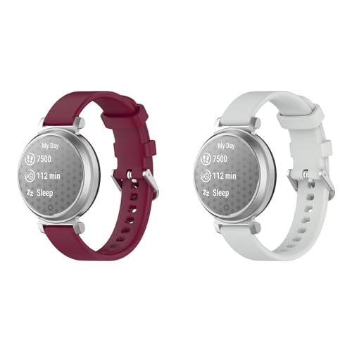 Ersatz Uhrenarmbänder Kompatibel mit Garmin Lily 2 Silikonband, 14mm Watch Band, 2 Stück Schweiß Wasserdicht Weiche Silikon Sport Smartwatch Armbänder (14MM,2 Stück C) von Generic