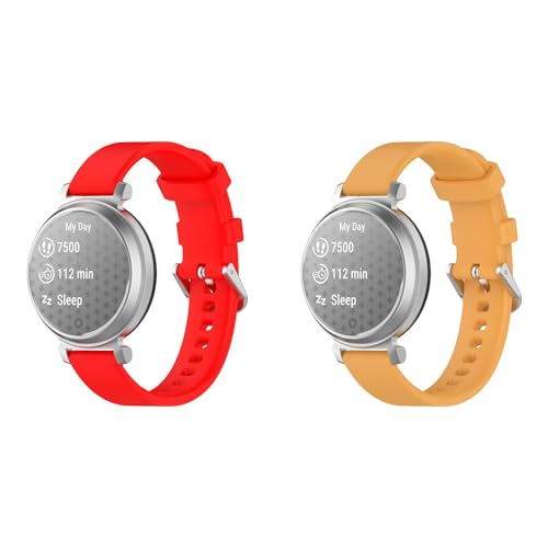 Ersatz Uhrenarmbänder Kompatibel mit Garmin Lily 2 Silikonband, 14mm Watch Band, 2 Stück Schweiß Wasserdicht Weiche Silikon Sport Smartwatch Armbänder (14MM,2 Stück D) von Generic