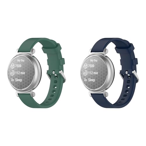 Ersatz Uhrenarmbänder Kompatibel mit Garmin Lily 2 Silikonband, 14mm Watch Band, 2 Stück Schweiß Wasserdicht Weiche Silikon Sport Smartwatch Armbänder (14MM,2 Stück E) von Generic