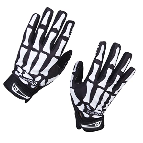 Fahrrad Skelett Muster Voll Finger warmen Radsport Handschuhe schwarz + weiß (XL) von TOOGOO