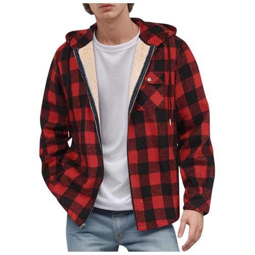 Fleecejacke Herren mit Kapuze Outdoor Fleecejacken, Kapuzenjacke Herbst Herrenjacke Übergangsjacke Elegant Winterjacke Basic Herren-Jacken Übergang Warm Herbstjacke Weiches Herrenjacken für Alltag​​ von Generic