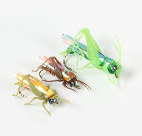 Fliegenfischen-Fliegen-Set, 3 Stück, Trockenfliegen, Nassfliegen, realistische Luftschlangen, Nymphen, realistische Fliegen, Grün, Gelb, Braun von Generic