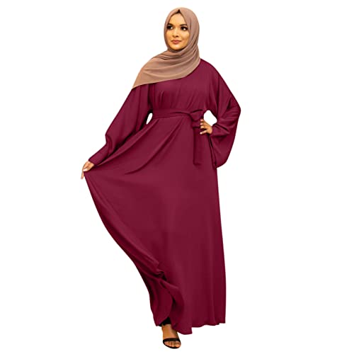 Frauen Elegant Muslim Hijab Kleidung Islam Dubai Abaya Gebetskleid Einfarbig Lose Einteilige Gebetskleid Volle Abdeckung Muslimische Mode Fledermausärmel Jilbab Hijab Robe Frauen Kleid von Generic