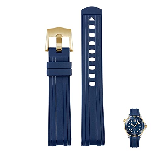 Für Omega Seamaster 300 Universum 007, gebogenes Ende, Fluorkautschuk, Silikon-Armband, 20 mm, 22 m, weiches Armband für Herren, Ersatz von Generic