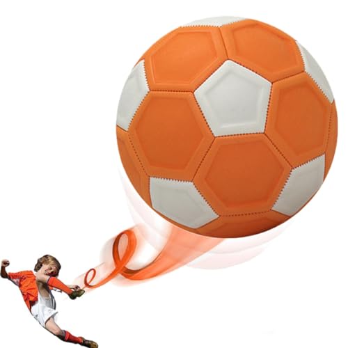 Fussball Curve Ball 20cm Eva Gummi Kurvenfußball Nr. 4 Curve Swerve Soccer Ball,Curveball Kurvenfußball Football Toy (Orange weiß) von Generic