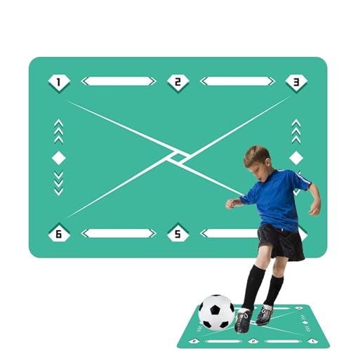 Fußball-Dribble-Trainingsmatte, Fußball-Trainingsmatte | 90 x 60 cm rutschfeste, leise Fußball-Schritt-Übungsunterlage | Fußball-Bodenmatte zum Trainieren von Beweglichkeit, zur Verbesserung von Gleic von Generic