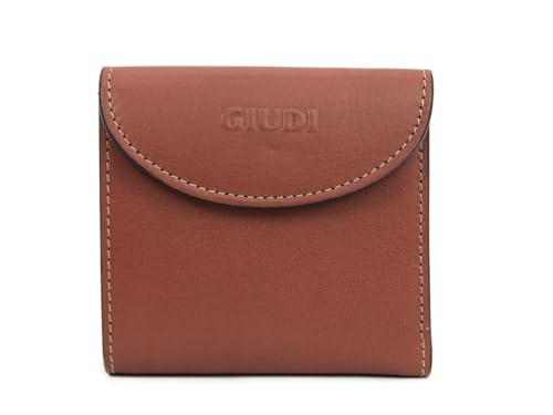 GIUDI ® Geldbörse für Damen aus echtem Leder, Klein, Minibörse, Münzfach, Kartenfächer, Cognac von Generic