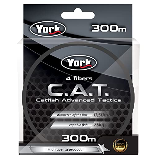 Geflochtene Schnur York C.A.T. Catfish Wels Wallerschnur 300m 0,40-0,50mm 4-Fach Spule (0,40mm / 55,00kg) von Generic