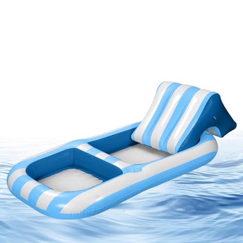 Generic Aufblasbare Pool-Float-Liege für Erwachsene, große Pool-Floats für Erwachsene, Aufblasbarer Pool-Schwimmstuhl mit Kopfstütze und Getränkehalter, Raft Floating Recliner Chair, Water Floaty für von Generic