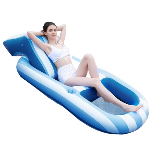 Generic Aufblasbarer Schwimmkörper für Erwachsene,Aufblasbarer Schwimmkörper für Erwachsene, Schwimmender Pool-Lounge-Stuhl mit Getränkehaltern, Raft Floating Recliner Chair, Water Floaty für von Generic