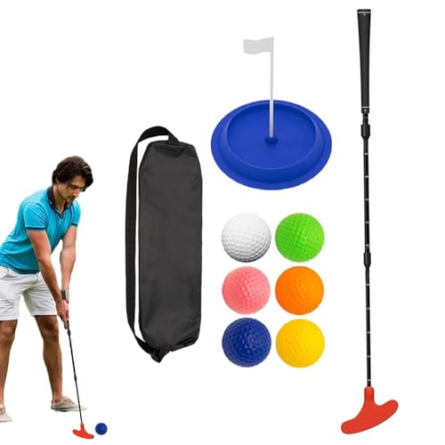 Generic Golf-Putter-Set,Golfschläger-Sets - Übungsgolfschläger - Tragbares Golf-Putter-Reise-Übungs-Putting-Set mit 6 Golfbällen für den Innen- und Außenbereich, Zwei-Wege-Golf-Putter für Kinder von Generic
