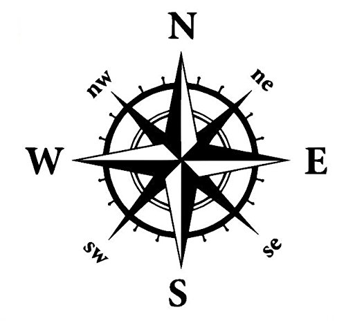 Kompass Aufkleber in verschiedenen Größen Windrose Aufkleber für Caravan Wohnmobil Wohnwagen Auto oder als Wand Tattoo (35/3) (20x20cm, schwarz Glanz) von Generic