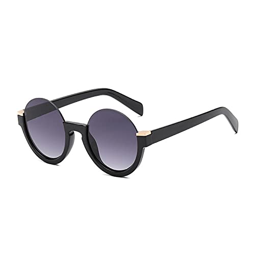 Generic Modische Halbrandlose Runde Damen-Sonnenbrille Mit Farbverlauf Retro-Klarglas-Glasrahmen Shades UV400 Schwarzgrau von Generic