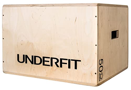 UNDERFIT Plyometrische Sprungbox Holzplattform für Crossfit - Plyo Box - Ihr praktisches Sportgerät für zu Hause - Den Schwierigkeitsgrad an Ihre Bedürfnisse und Möglichkeiten anpassen (60x50x40cm) von UNDERFIT