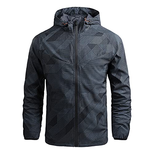 Generic Regenjacke Herren Wasserdicht Outdoorjacke Herren Winddicht Atmungsaktiv Regenjacke Leicht mit Kapuze Dünn Windbreaker Jacke Herren Sport Jacken Sonnenschutz Wandernjacke Regenanzug von Generic