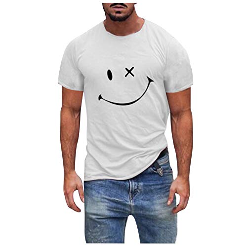 Generic Tops Basic Männer T-Shirt Herren Casual Shirts Herren Fitness Tops Smile Printed Kurzarm Slim T-Shirt Sommer Casual Bluse von Generic