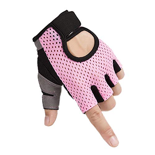 Generic Übungshandschuhe Unisex Fitness-Handschuhe rutschfeste Halbfinger-Trainingshandschuhe for Reckstangen (Color : Pink, Size : M) von Generic
