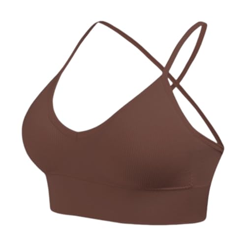 Gepolstert Bralette Damen Starker Halt Sport BH Damen Rückenfrei Spaghettiträger Yoga Bra Ohne Bügel Seamless BHS mit Gekreuzt Rücken Crop Bügelloser Tanktop Unterstützung Minimizer Unterwäsche von Generic