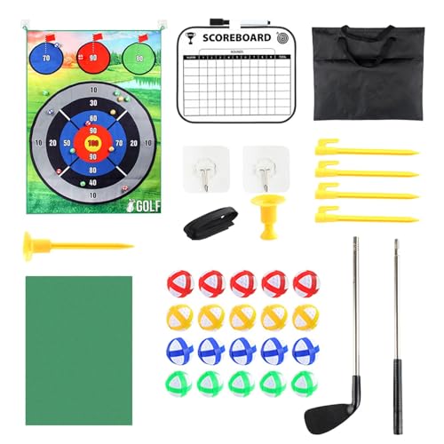 Golf-Chipping-Spielmatten-Set, doppelseitiges Golf-Chipping-Spiel,Hinterhof-Spielgeräte Stick-Chip-Spiel | Stick-Chip-Spieleset mit Golfschläger für Erwachsene und Familienkinder von Generic