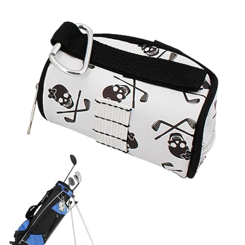 Golftasche | Golfball Tasche Totenkopf | Golf-T-Shirt-Aufbewahrungstasche für Damen und Herren, Sportzubehör, bietet Platz für 2 Bälle und 1 Tee von Generic