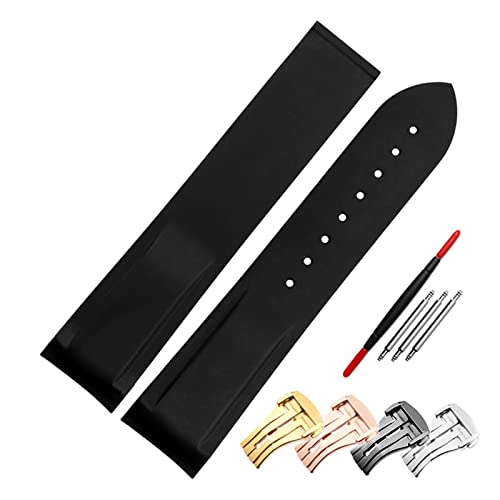 Gummi -Uhr -Gurt 20mm 22 mm Silikon Uhrenband Geeignetes Uhrenband Klaspenverschluss gebogen von Generic