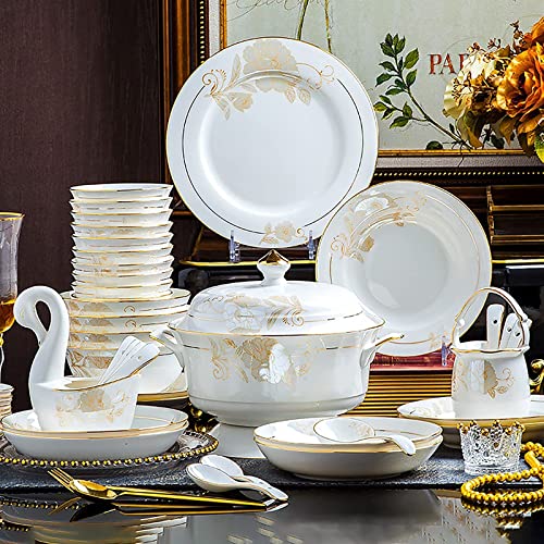 H3TF5J Bone China Tablayware Set, 42 Tischgeschirr für 6 Personen, mikrowellenofenkompatible Tabellengeschirr, Elegante und langlebige Knochenchina, Hauswarming-Geschenkgeschirrset Set von Generic