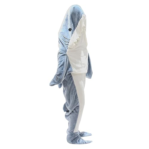Hai Decke, Erwachsene Kind Zum Anziehen Hai Decke Schlafsack Hai Decke Kostüm, Super Soft Cozy Shark Sleeping Bag Shark Tail Wearable Fleece,Onesie Blanket Shark Throw Blanket von Generic