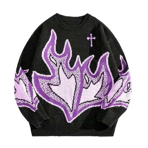 Halloween Pullover Damen Herbst Sweatshirt Rundhal, Pulli mit Aufdruck Strickpullover Langarm Fleecepullover Freizeit Halloween Kostüm Damenpullover Langarm für Herbst-Spaziergänge von Generic