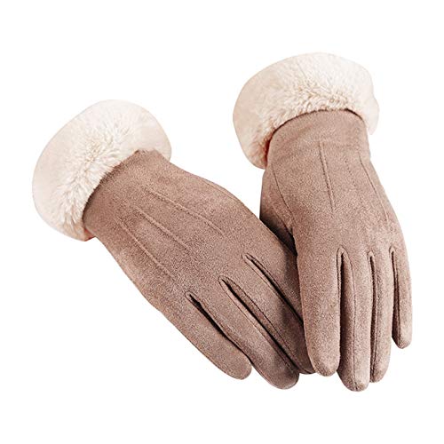 Handschuhe Damen, Winter Handschuhe Warme Touchscreen Handschuhe Outdoor Sport Fahrradhandschuhe Winddicht Laufhandschuhe Künstliches Wildleder Handschuhe, Kaffee von Generic