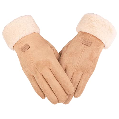 Handschuhe Damen, Winter Handschuhe Warme Touchscreen Handschuhe Outdoor Sport Fahrradhandschuhe Winddicht Laufhandschuhe Künstliches Wildleder Handschuhe von Generic