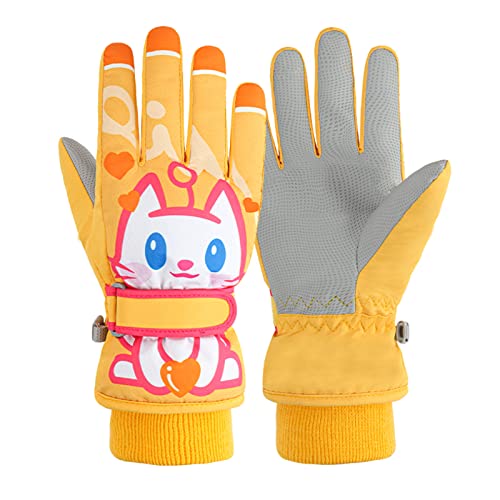 Handschuhe Kinder Winter Wasserdicht Skihandschuhe Mädchen Kätzchen-Druck Winddichte Winterhandschuhe Fahrradhandschuhe Thermohandschuhe für Skifahren Snowboard Reithandschuhe (A, 4-6 Years) von Generic