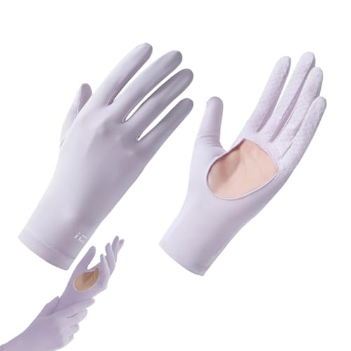 Handschuhe aus Eisseide, Sonnenschutzhandschuhe für Damen | Sommer-Fahrradhandschuhe mit UPF 50+ Touchscreen, atmungsaktiv, UV-Handschuhe mit hohler Handfläche aus Eisseidenstoff zum Fahren, von Generic