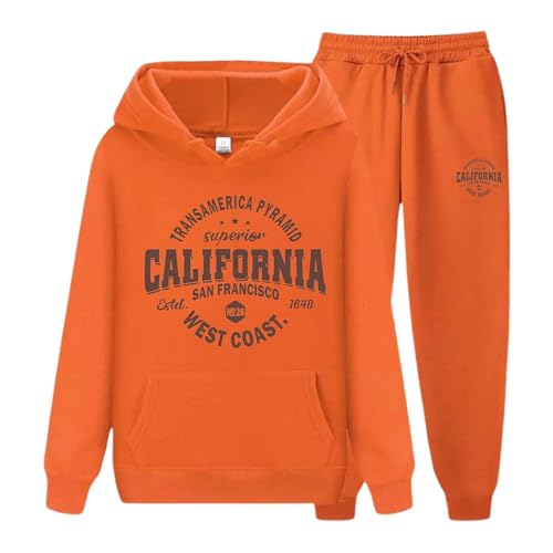 Hausanzug Damen Warmer Trainingsanzug, Herbst Jogginganzug Oversize Kuschelig Kapuzenpullover Sportanzug Reha Zweiteiler Fitness Kleidung Große Größen Activewear Komplett von Generic