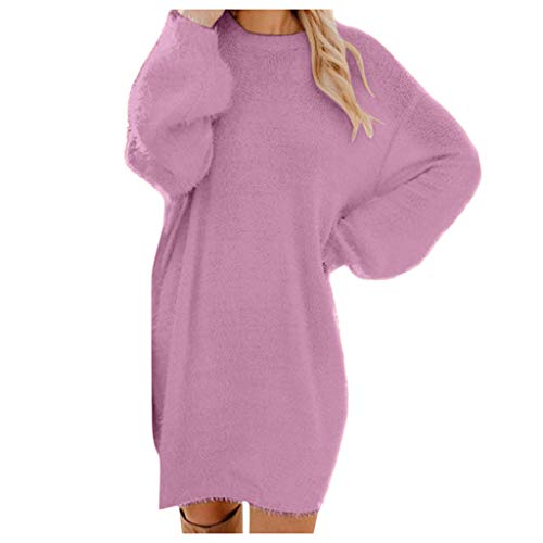 Herbstkleid Damen Knielang Pullikleid, Lang Langarm Herbstkleid, Herbst Hohe Elastizität Strickkleid, Freizeit Übergroß Winterkleid, Oversize Longpullover Warm Kleider Kuscheliger Kleid von Generic