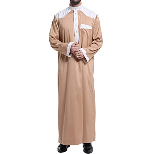 Herren Abaya Muslimische Kleider Kaftan - Lange Ärmel Islamische Kleidung Herren Islamische Kostüm - Casual Vintage Thobies Dishdasha Robe von Generic