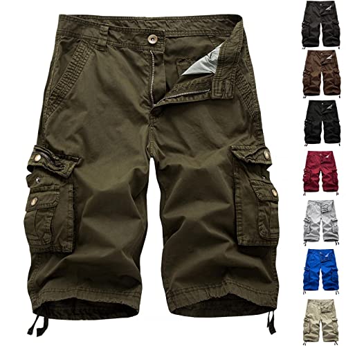 Herren Cargo Shorts Multi-Pockets Relaxed Sommer Strand Shorts Plus Size Hosen Sommer Jeans Shorts Skate Board Jean Plus Size Casual Solid Pockets High Waist Loose Bandage Pants von Generic