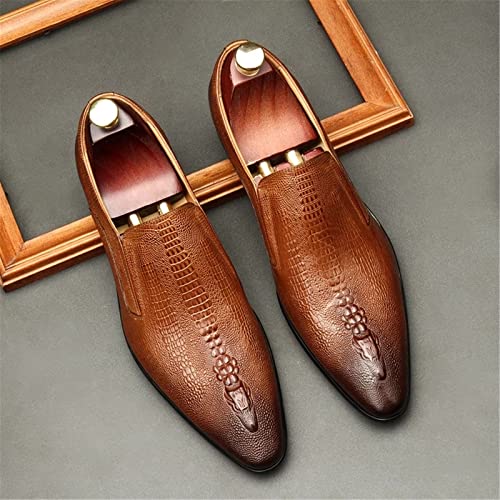 Herren Lederschuhe Hochzeit Oxford Schuhe Handgemachte Herren Leder Kleid Schuhe Formale Schuhe,Braun,45 von Generic