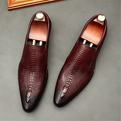 Herren Lederschuhe Hochzeit Oxford Schuhe Handgemachte Herren Leder Kleid Schuhe Formale Schuhe,Rot,44 von Generic