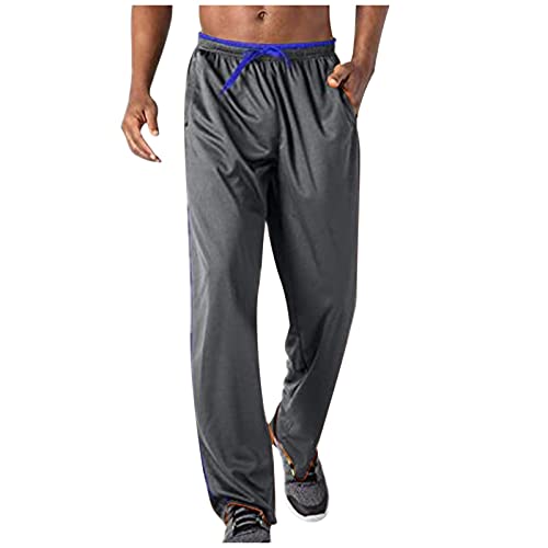 Herren Leichte Jogginghose mit Zip-Taschen Offen Beinabschluss Trainingshose Meshgewebe Lange Atmungsaktiv Sporthose Weich Sweathose(Schwarz,XXL) von Generic