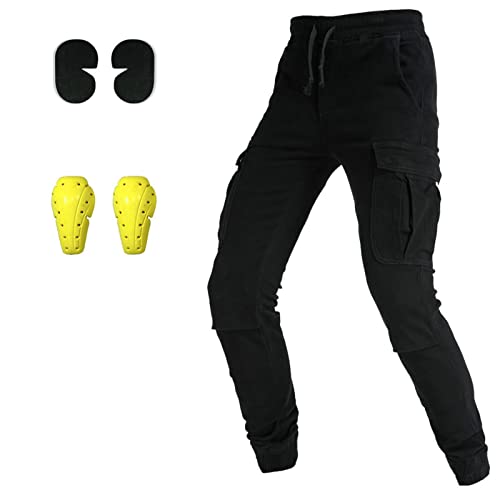 Herren-Motorradjeans aus Kevlar-Gewebe, Motorrad-Schutzhose, atmungsaktive Denim-Hose, verstärkt,Black,L von Generic